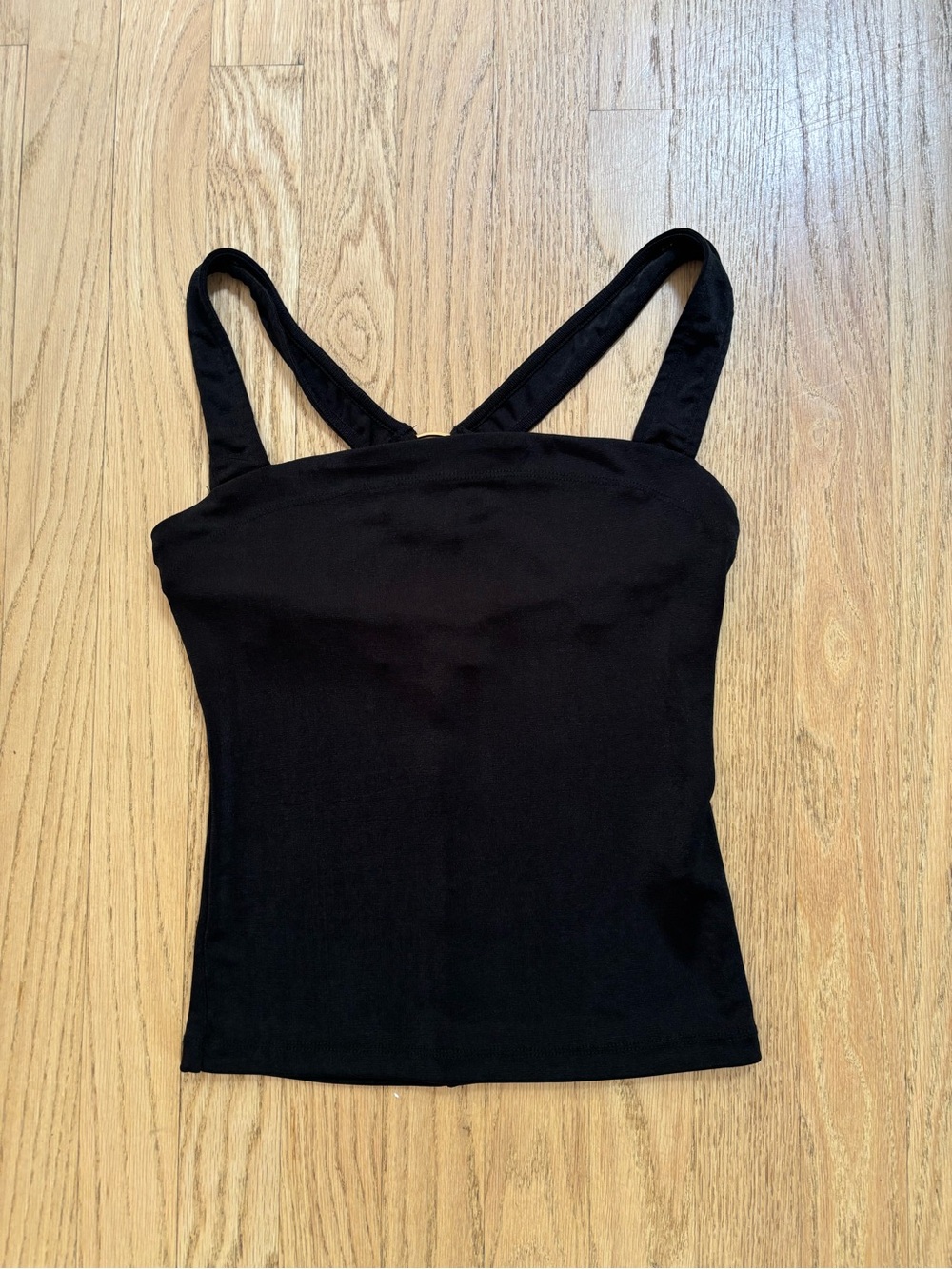 Free People Black Ribbed Square Neck Tank size small